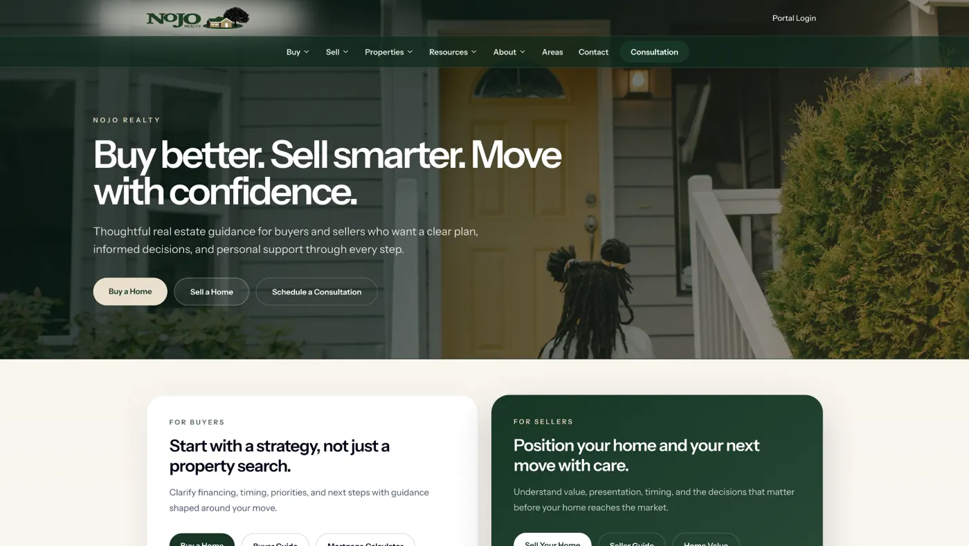 NOJO Realty website homepage